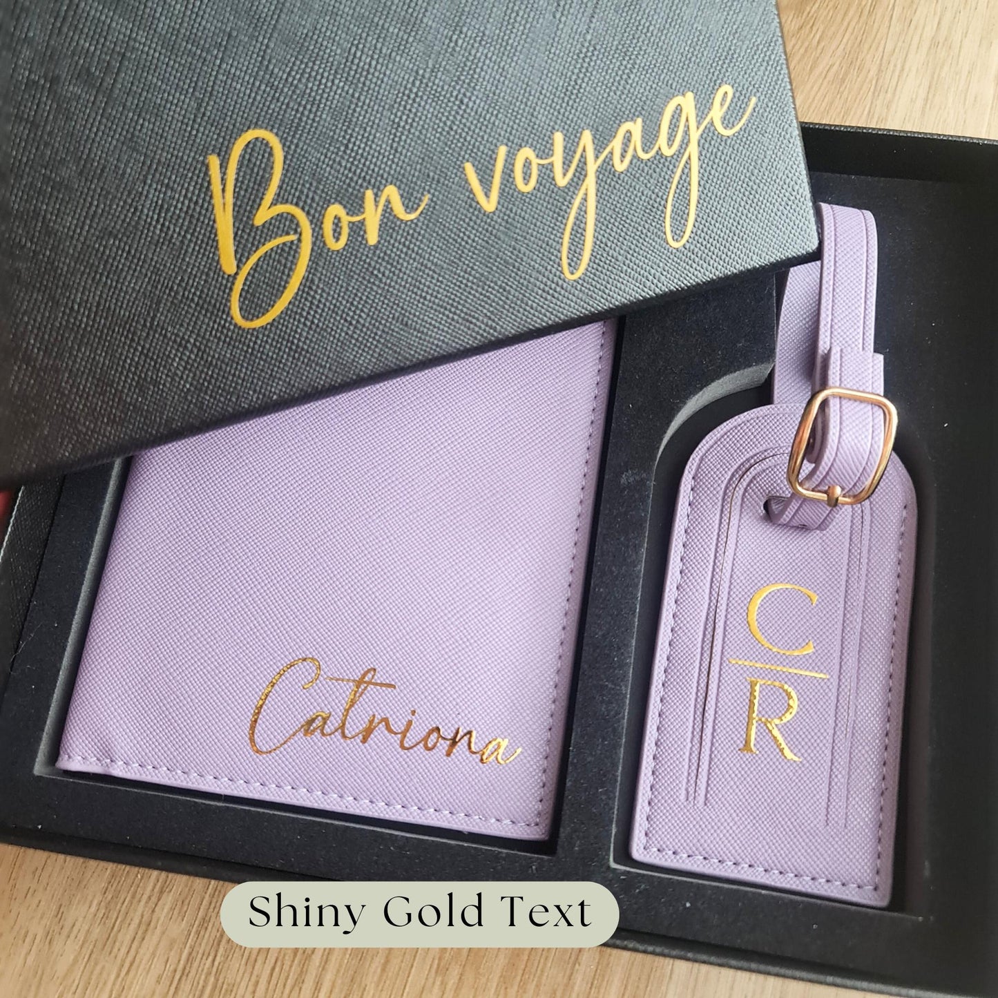 Luxury Personalised Travel Gift Set with Passport Cover & Luggage Tag