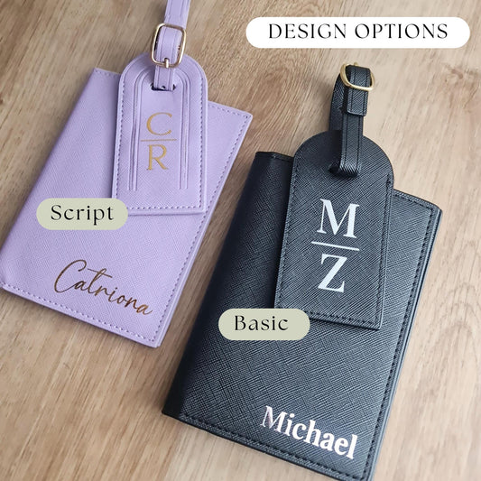 Luxury Personalised Travel Gift Set with Passport Cover & Luggage Tag