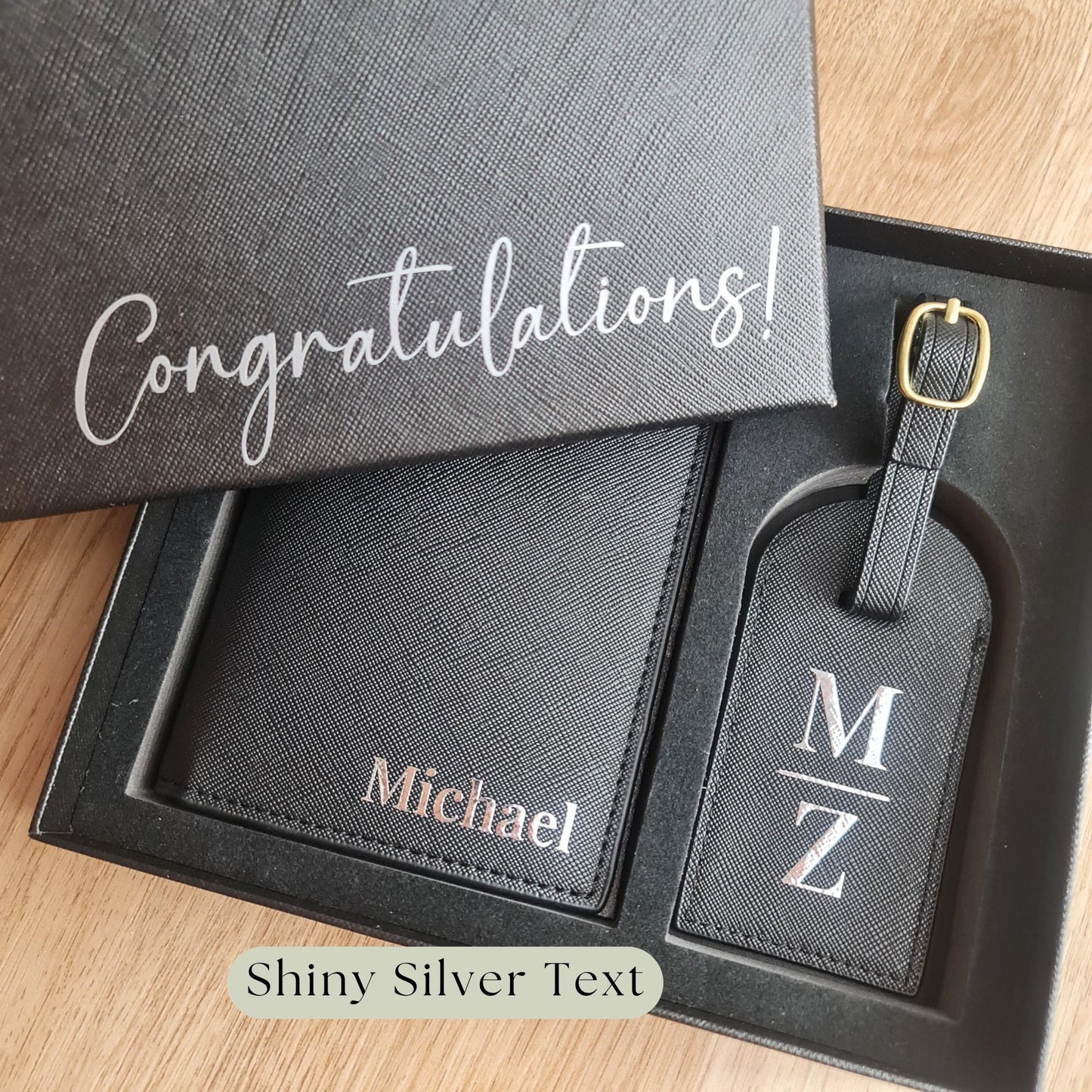 Luxury Personalised Travel Gift Set with Passport Cover & Luggage Tag